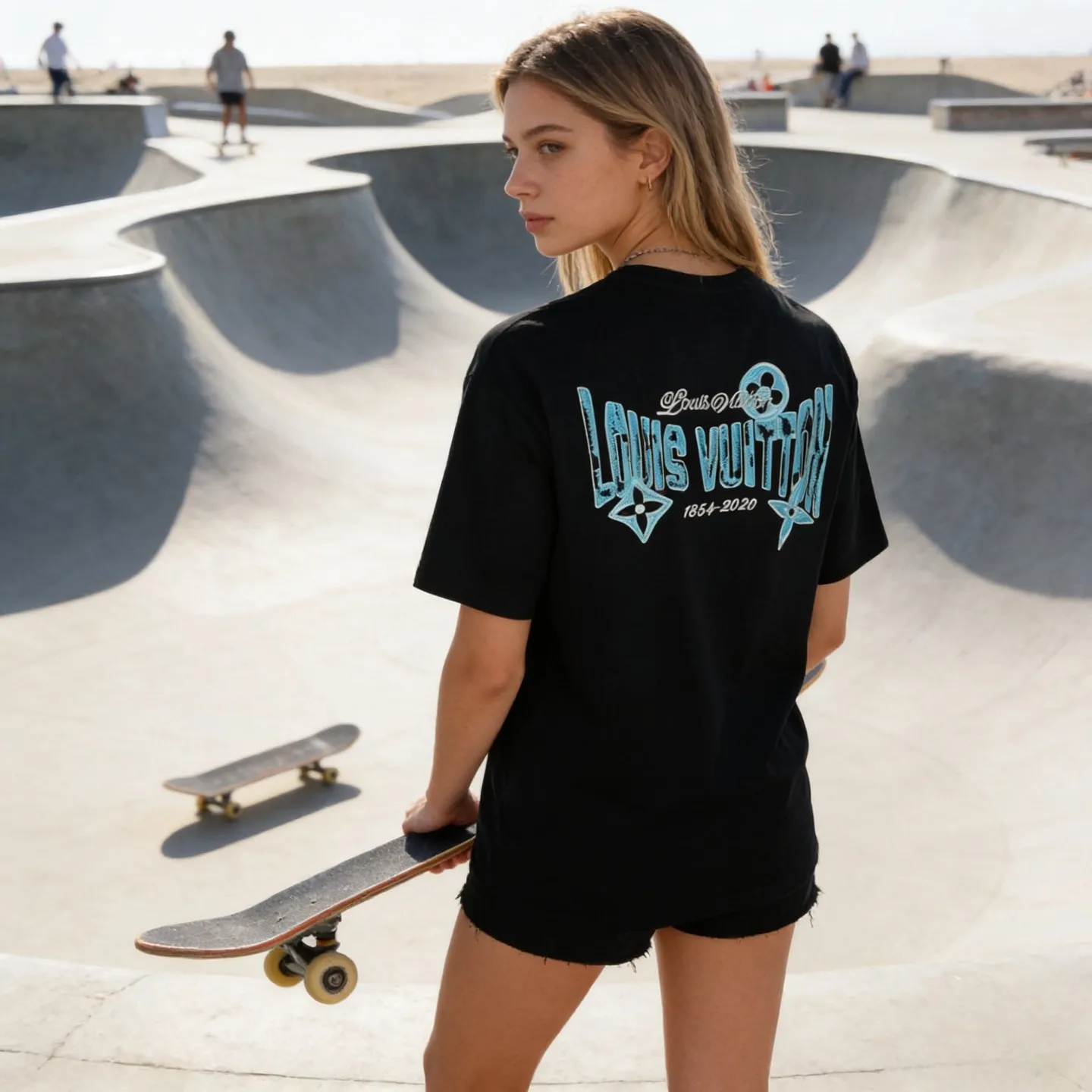 Louis Vuitton/Louis Vuitton 26ss short sleeves with front and rear letter logo embroidery
